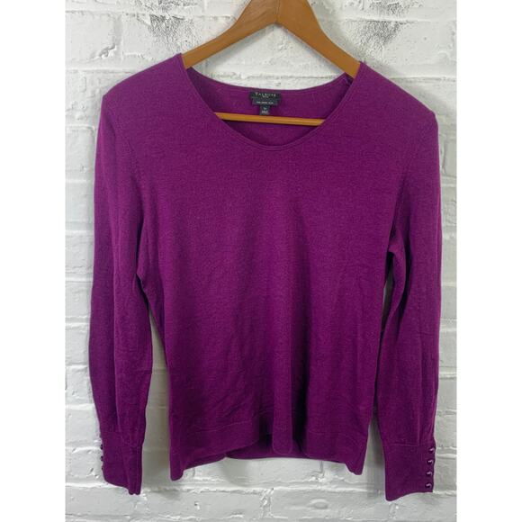 Talbots Women's Soft Merino V-Neck Pullover Sweater Long Sleeve Purple Size LP - Picture 1 of 5